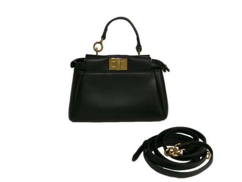 Fendi 8M0355 Black Lambskin Micro Peekaboo Gold Hardware-0