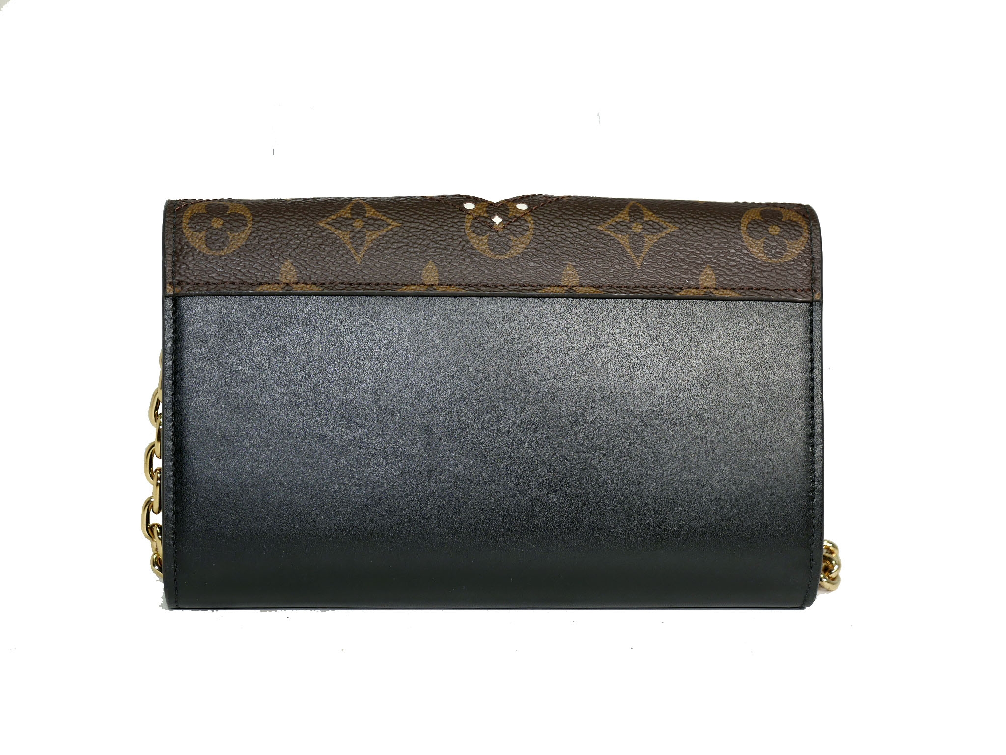 Limited Collection ! Louis Vuitton M62872 Decorative Stitching and Perforations Twist Chain Wallet -32321 Limited Collection ! Louis Vuitton M62872 Decorative Stitching and Perforations Twist Chain Wallet -32321