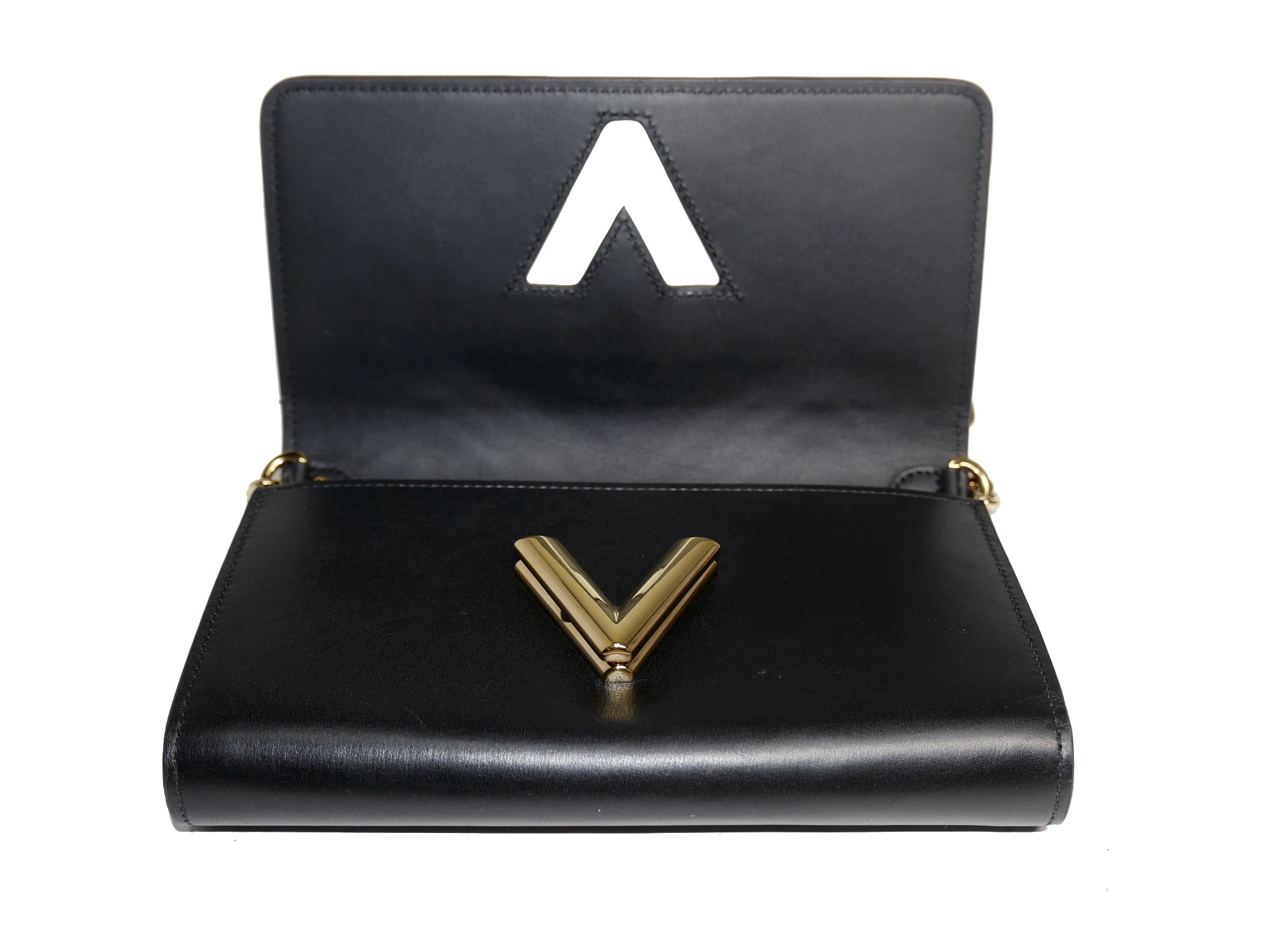 Limited Collection ! Louis Vuitton M62872 Decorative Stitching and Perforations Twist Chain Wallet -32326 Limited Collection ! Louis Vuitton M62872 Decorative Stitching and Perforations Twist Chain Wallet -32326