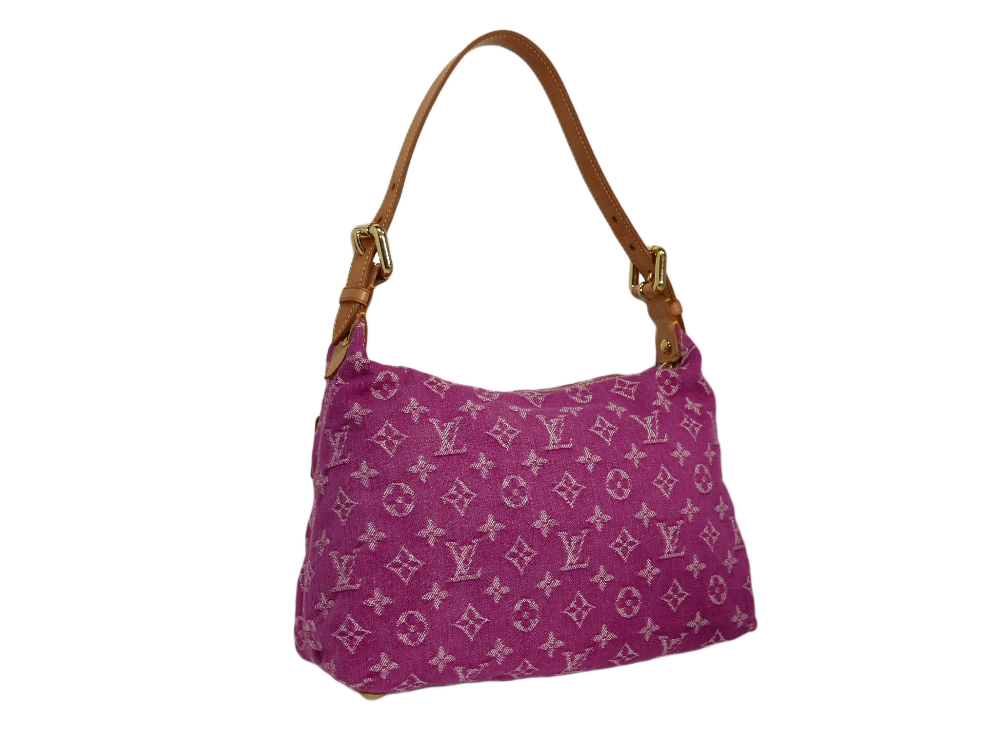 Limited Collection ! Louis Vuitton Monogram Denim Fuchsia Baggy PM Hobo Bag with detachable Shoulder Strap (SL0026)-32442 Limited Collection ! Louis Vuitton Monogram Denim Fuchsia Baggy PM Hobo Bag with detachable Shoulder Strap (SL0026)-32442