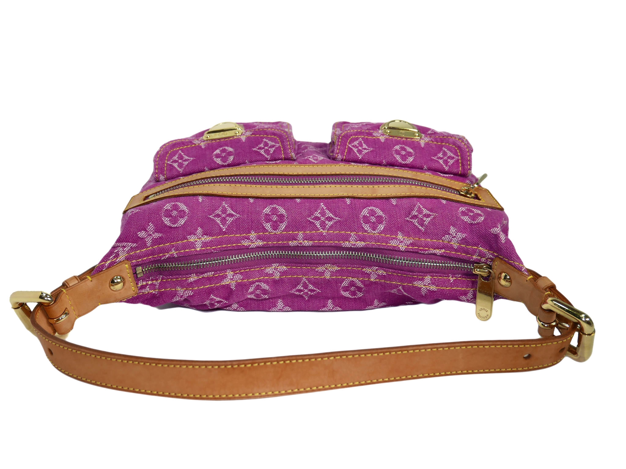 Limited Collection ! Louis Vuitton Monogram Denim Fuchsia Baggy PM Hobo Bag with detachable Shoulder Strap (SL0026)-32441 Limited Collection ! Louis Vuitton Monogram Denim Fuchsia Baggy PM Hobo Bag with detachable Shoulder Strap (SL0026)-32441