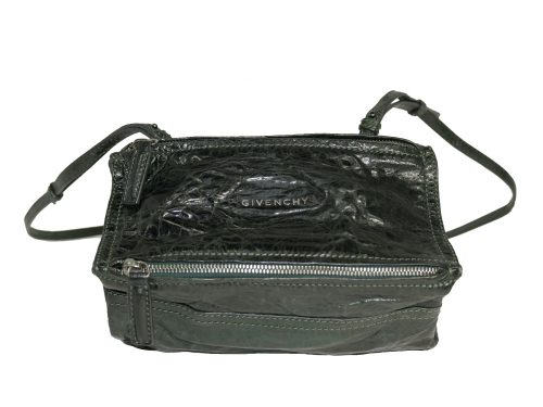 Givenchy Creases Jade Green Sheepskin Mini Pandora Cross-Body bag in Aged Leather-0