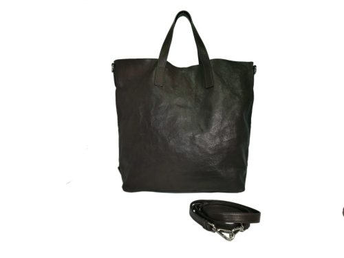 PRADA Brown/ Ebene Soft Washed/ Aged Calf Glazed Leather Shopping / Cross Body Bag-0
