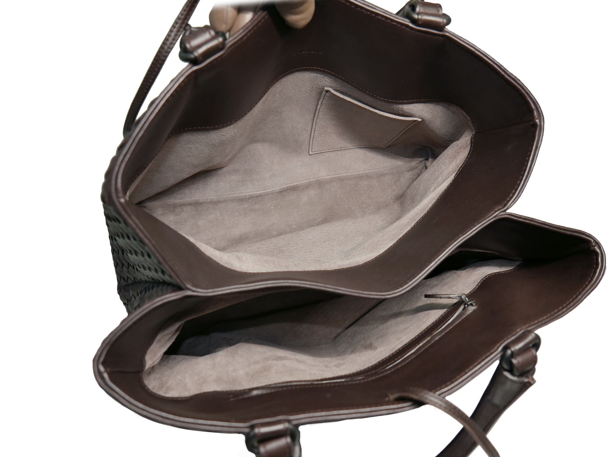 Bottega Veneta Brown Woven Signature Top Handle Two Compartment Document Tote -33322 Bottega Veneta Brown Woven Signature Top Handle Two Compartment Document Tote -33322