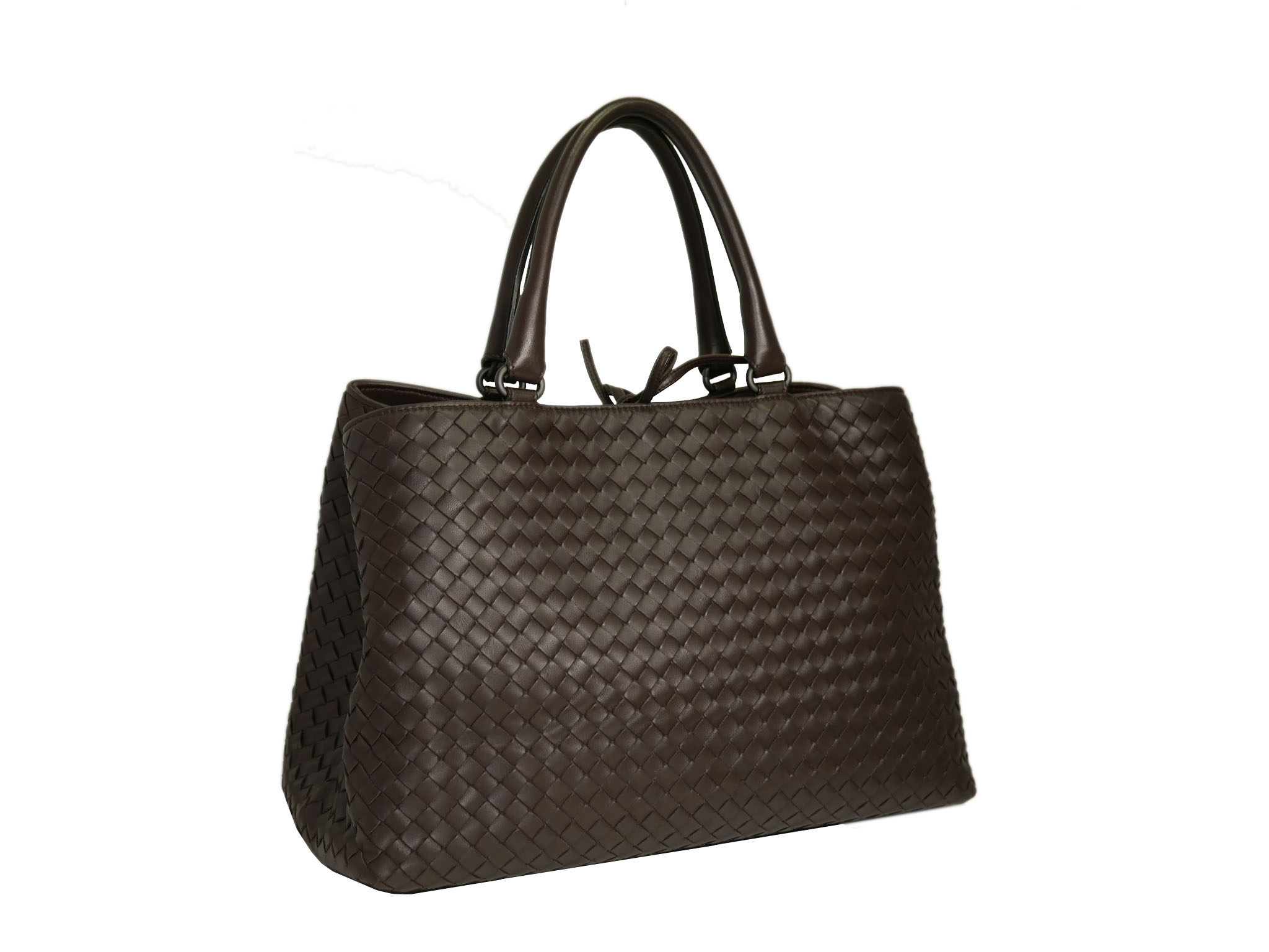 Bottega Veneta Brown Woven Signature Top Handle Two Compartment Document Tote -33323 Bottega Veneta Brown Woven Signature Top Handle Two Compartment Document Tote -33323