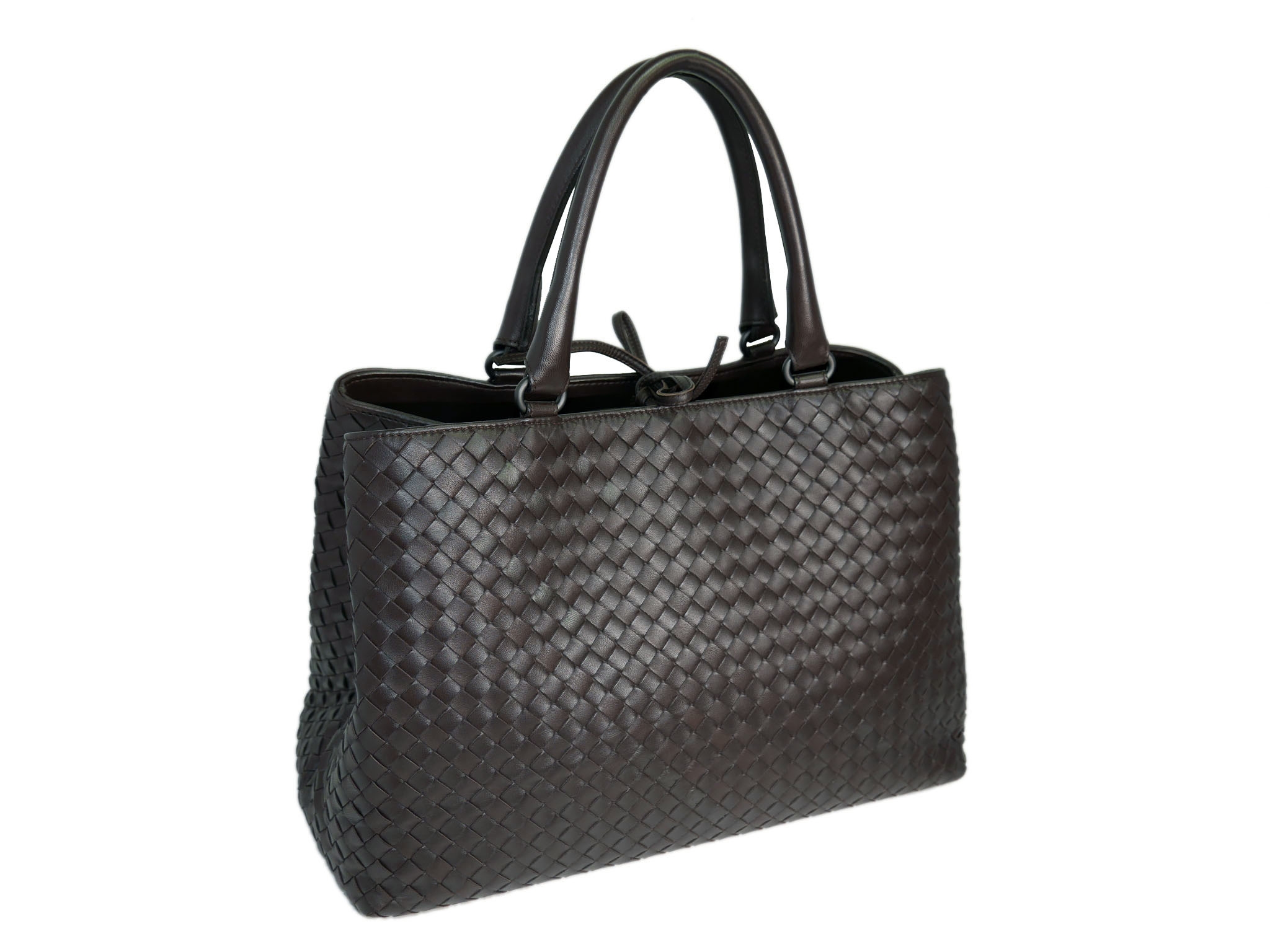 Bottega Veneta Brown Woven Signature Top Handle Two Compartment Document Tote -33325 Bottega Veneta Brown Woven Signature Top Handle Two Compartment Document Tote -33325