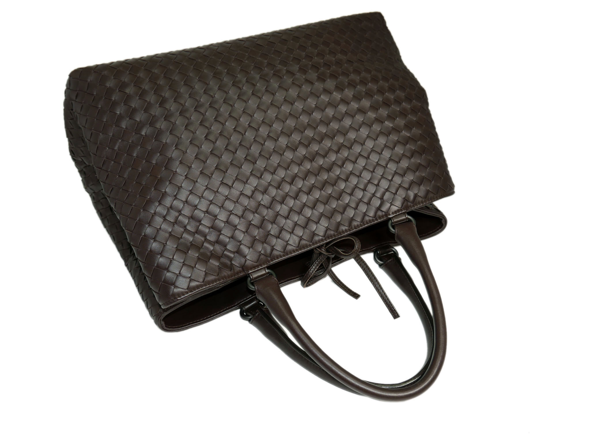 Bottega Veneta Brown Woven Signature Top Handle Two Compartment Document Tote -33327 Bottega Veneta Brown Woven Signature Top Handle Two Compartment Document Tote -33327