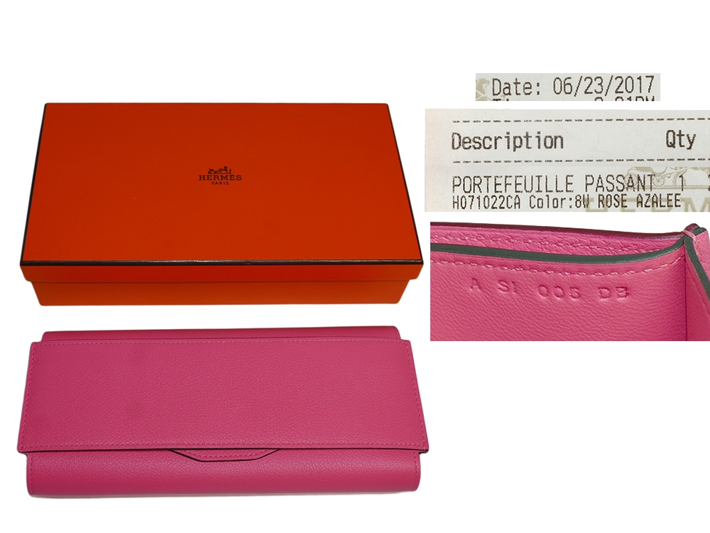 Hermes Rose Azalee Evercolor Calfskin Passant Long Wallet/ Clutch-33609 Hermes Rose Azalee Evercolor Calfskin Passant Long Wallet/ Clutch-33609
