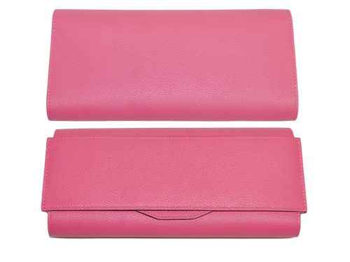 Hermes Rose Azalee Evercolor Calfskin Passant Long Wallet/ Clutch-0
