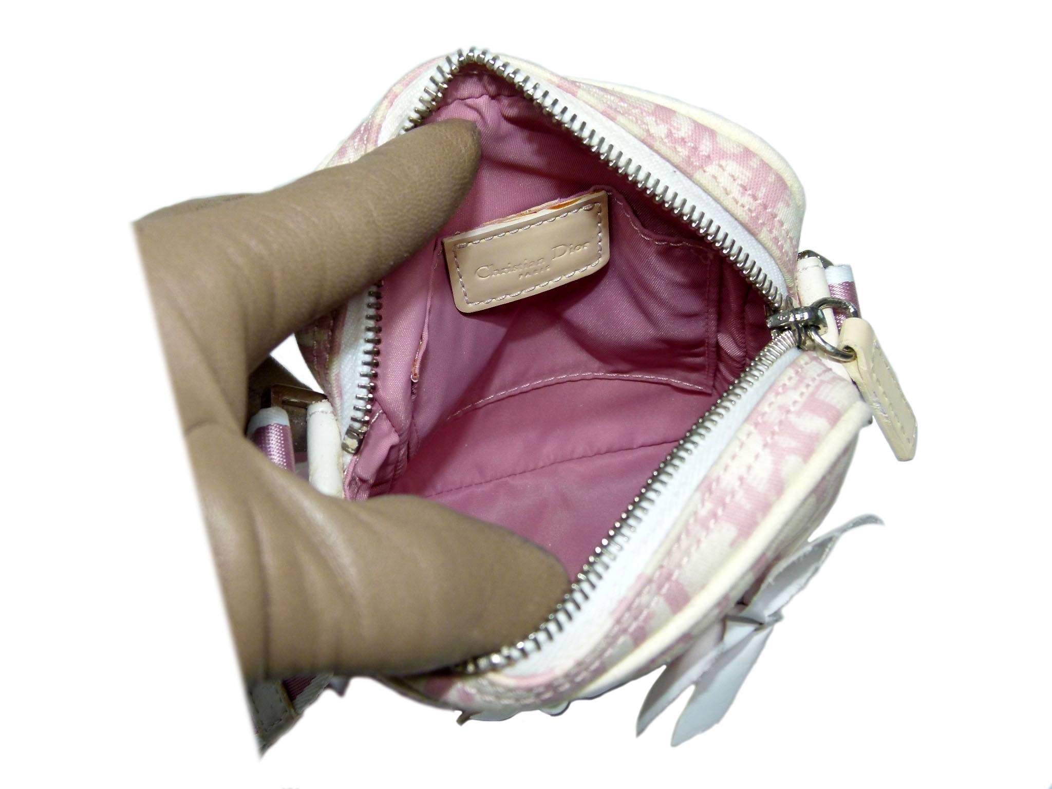 Christian Dior Girly Pink Crystal Blossom Canvas Limited Signature Small Sling Bag-33469 Christian Dior Girly Pink Crystal Blossom Canvas Limited Signature Small Sling Bag-33469