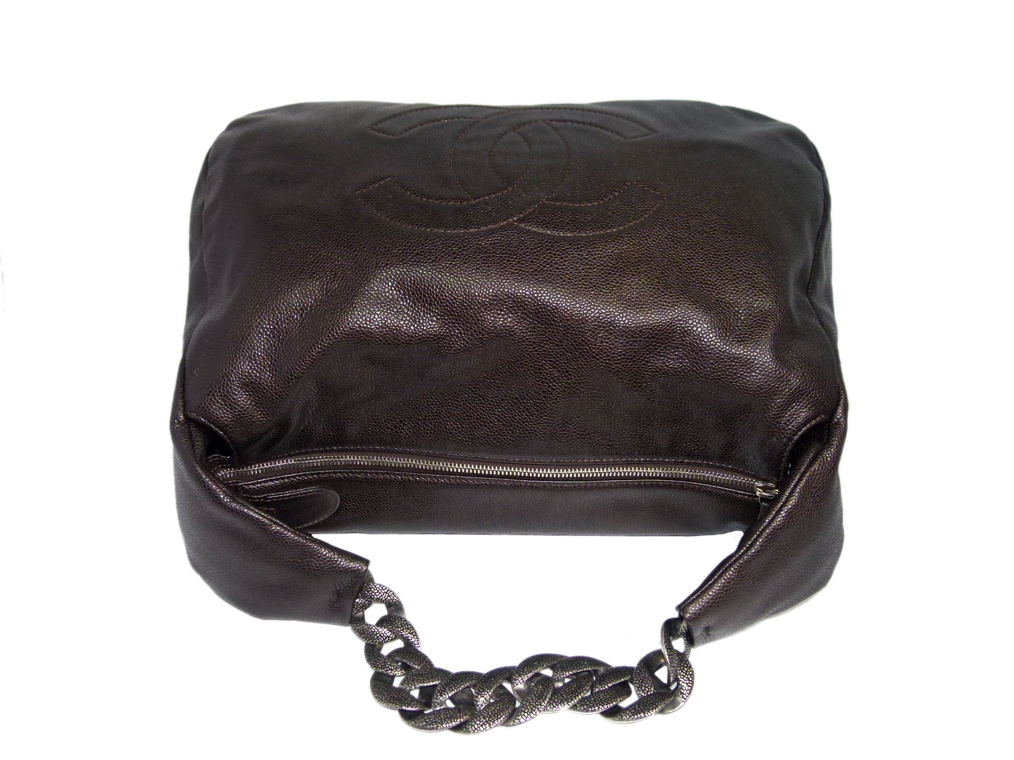Chanel 13047107 Glazed Calf Leather Aged Ruthenium Hardware Large Hobo Bag -33433 Chanel 13047107 Glazed Calf Leather Aged Ruthenium Hardware Large Hobo Bag -33433