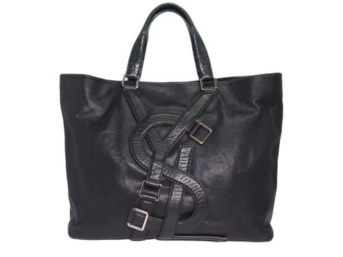 YSL 150274 Black Calf Big Tote Shopping Tote Large for Unisex -0