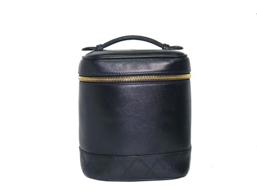 Chanel 4266688 Vintage Black Lambskin Vanity Case Tote -0