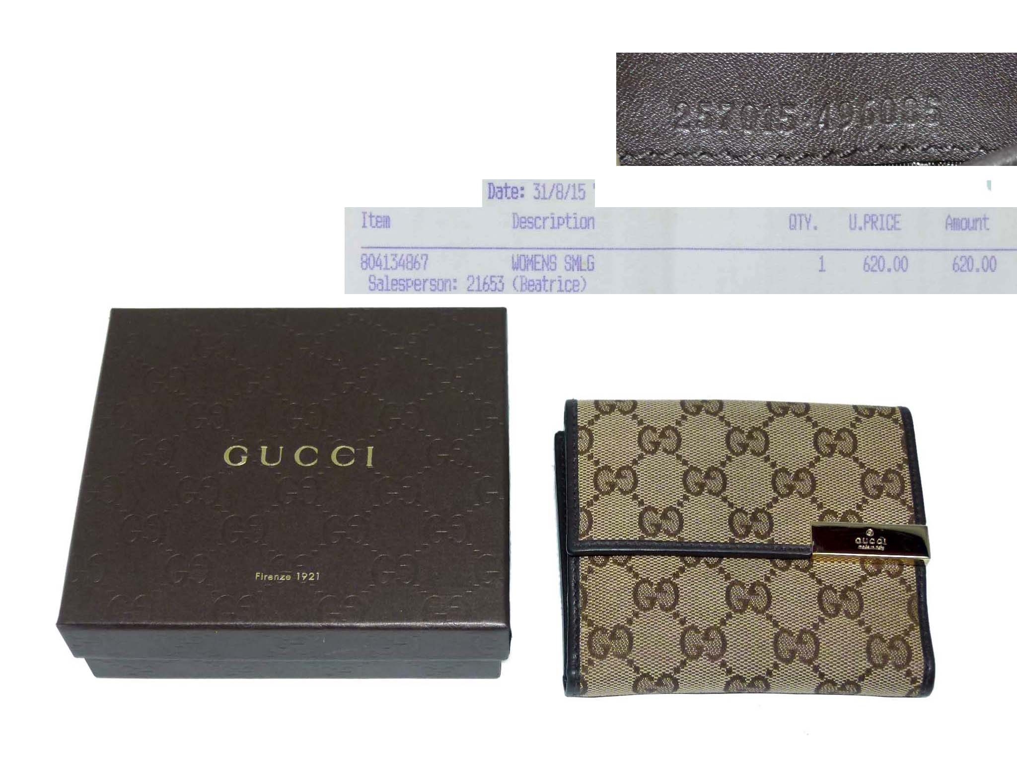 Gucci 257015 Gold Metal Plate Original GG French Flap Wallet-33665 Gucci 257015 Gold Metal Plate Original GG French Flap Wallet-33665