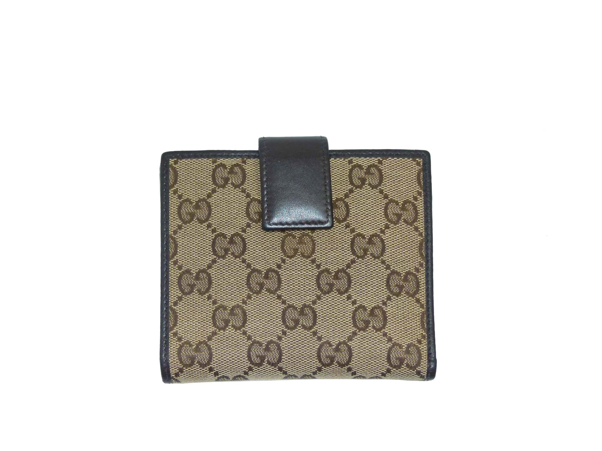 Gucci 257015 Gold Metal Plate Original GG French Flap Wallet-33664 Gucci 257015 Gold Metal Plate Original GG French Flap Wallet-33664