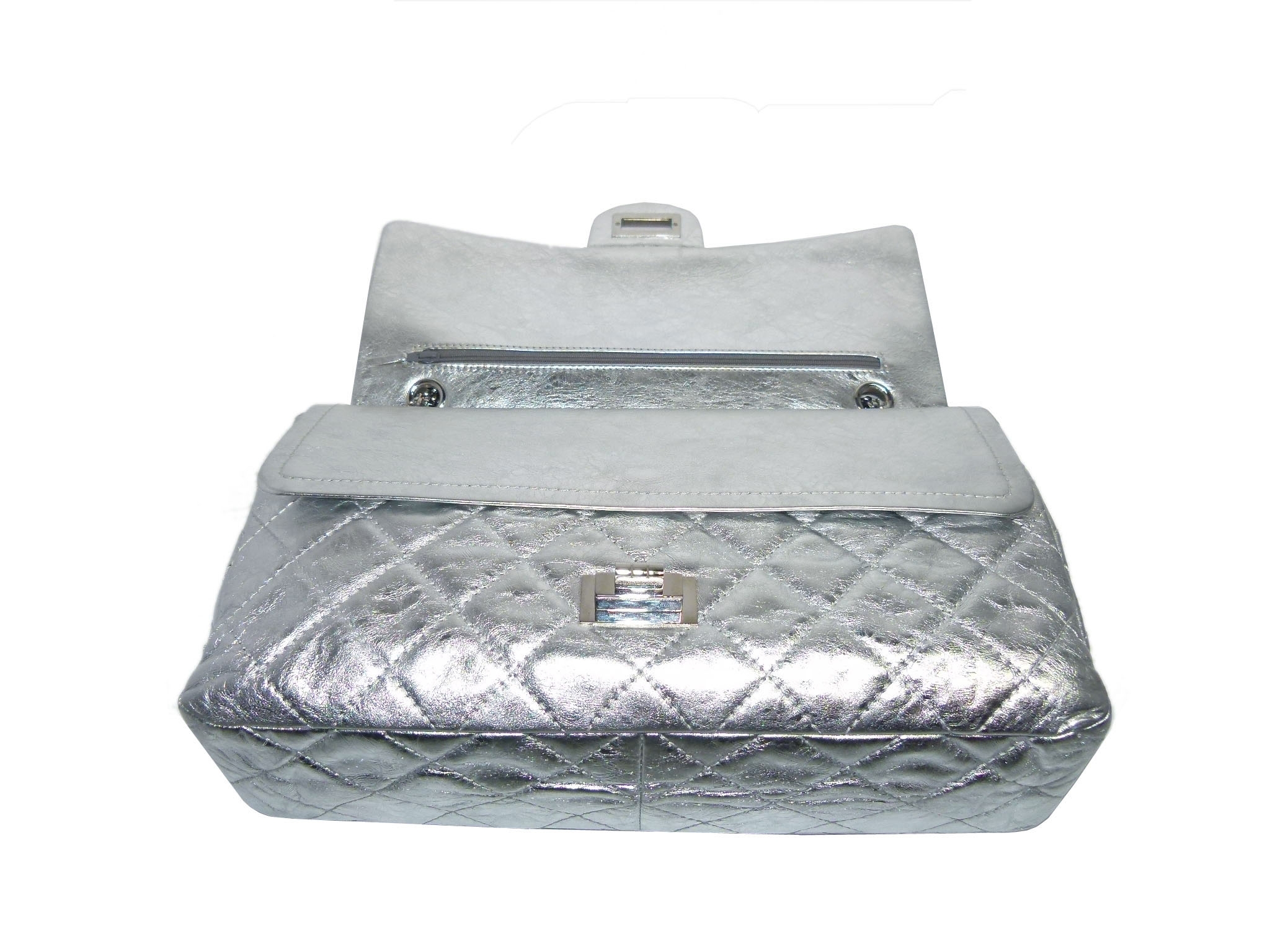 Chanel 11623242 Metallic Silver 2.55 Reissue- 227 Maxi Silver-tone Hardware Flap Bag-33998 Chanel 11623242 Metallic Silver 2.55 Reissue- 227 Maxi Silver-tone Hardware Flap Bag-33998