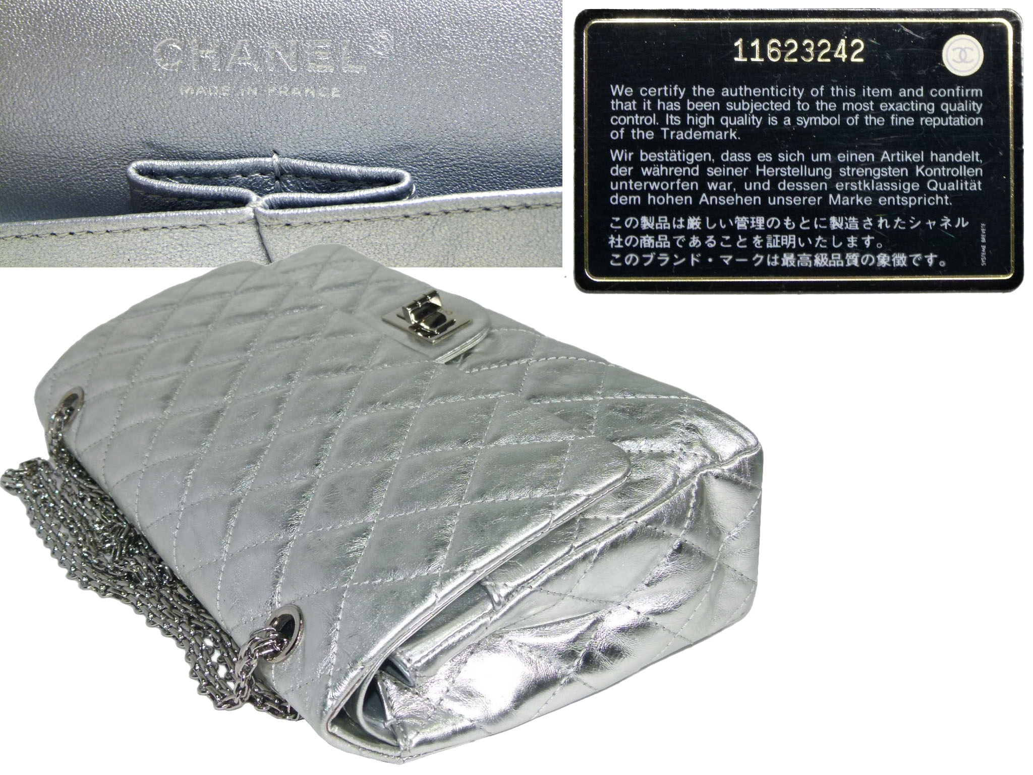 Chanel 11623242 Metallic Silver 2.55 Reissue- 227 Maxi Silver-tone Hardware Flap Bag-33996 Chanel 11623242 Metallic Silver 2.55 Reissue- 227 Maxi Silver-tone Hardware Flap Bag-33996