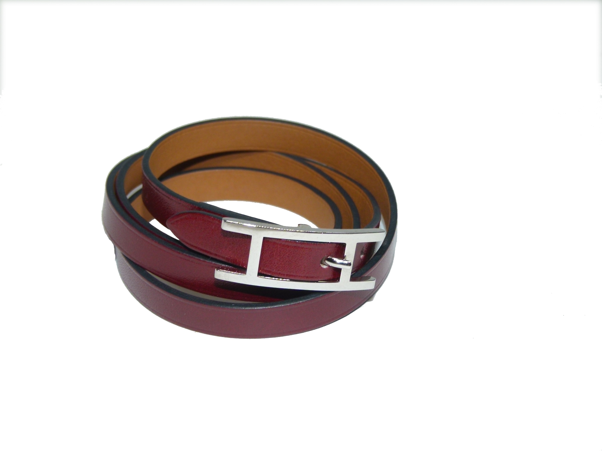 Hermes Rouge H Calf Hapi Quad Tour Leather Wrap Bracelet S Size R Stamp Palladium Hardware -0 Hermes Rouge H Calf Hapi Quad Tour Leather Wrap Bracelet S Size R Stamp Palladium Hardware -0