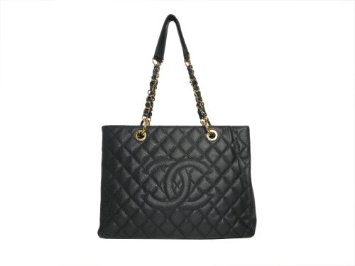 Chanel 16038728 Black Caviar Grand Shopping Tote Gold Hardware-0