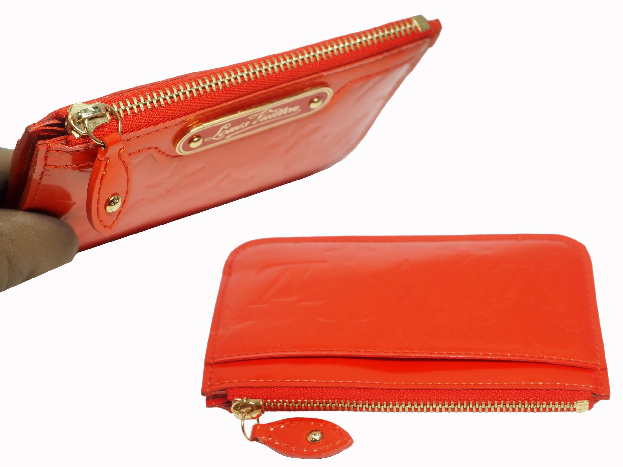 Louis Vuitton M93638 Monogram Vernis Orange Pochette Cles / Key Holder (CA1019)-35037 Louis Vuitton M93638 Monogram Vernis Orange Pochette Cles / Key Holder (CA1019)-35037