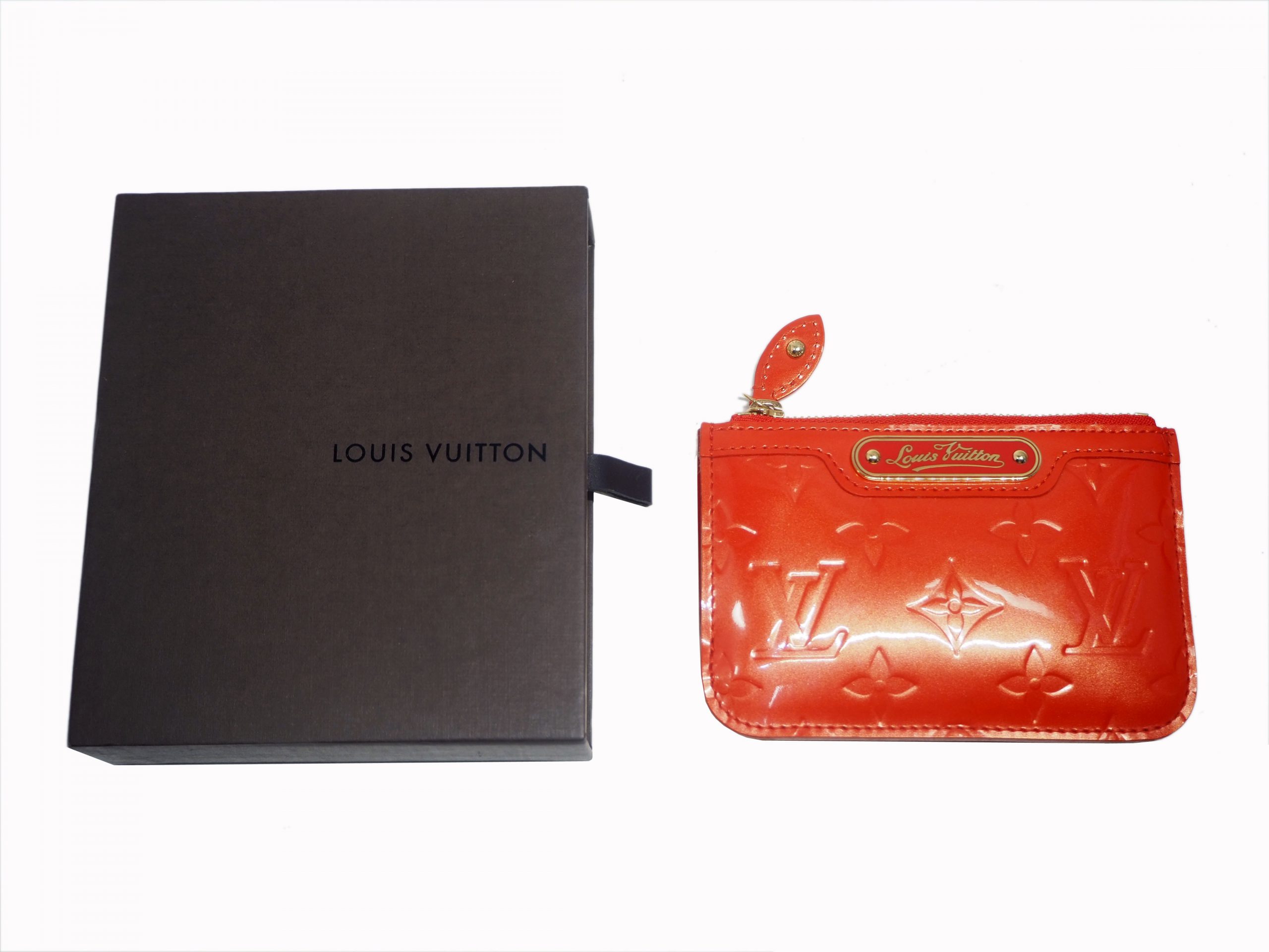 Louis Vuitton M93638 Monogram Vernis Orange Pochette Cles / Key Holder (CA1019)-35038 Louis Vuitton M93638 Monogram Vernis Orange Pochette Cles / Key Holder (CA1019)-35038