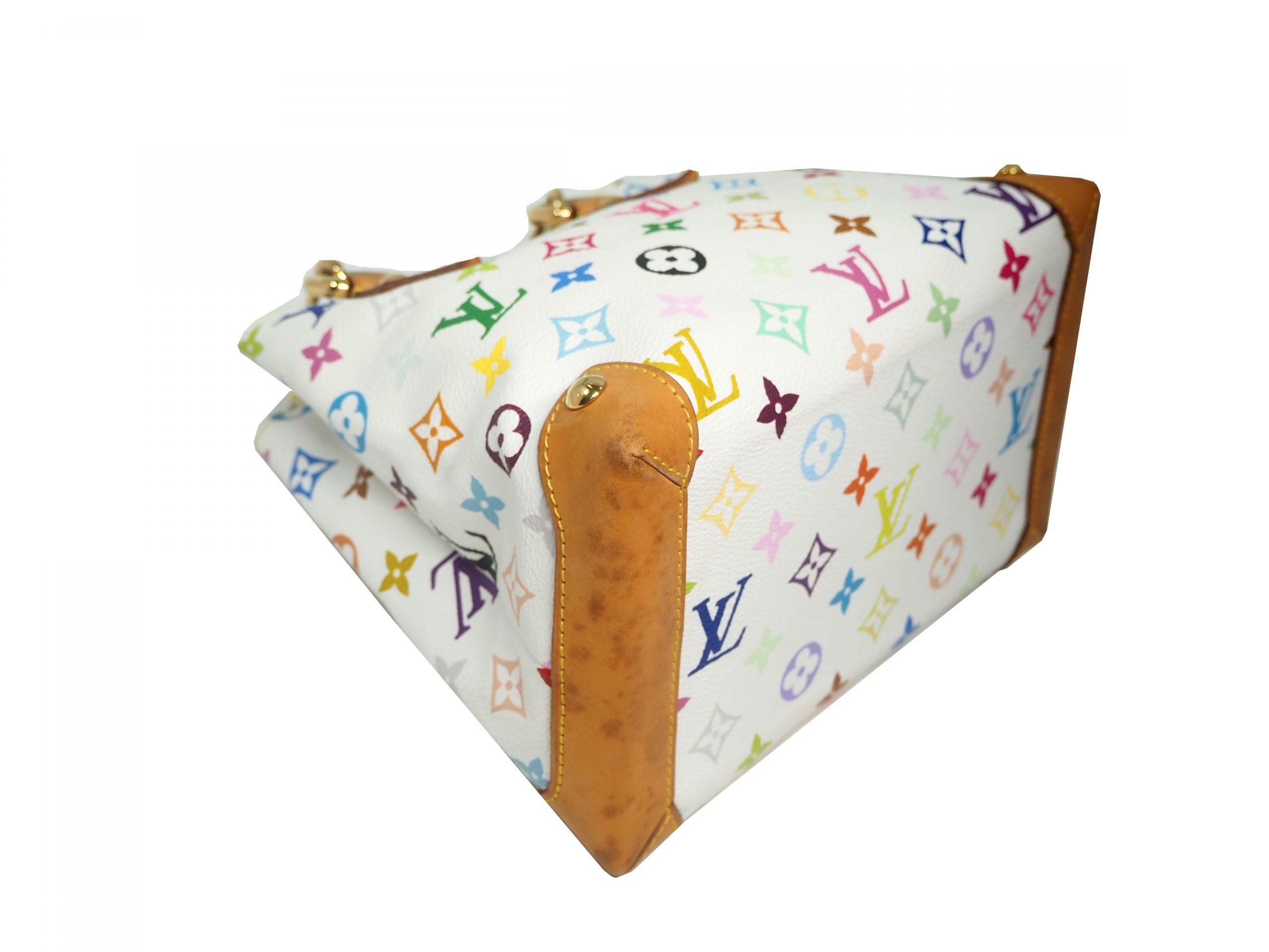 Louis Vuitton M40047 Monogram Multicolor White Audra Tote Handbag-35027 Louis Vuitton M40047 Monogram Multicolor White Audra Tote Handbag-35027