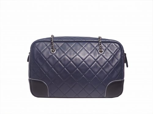 Chanel 21482555 Blue/ Black Two-Tone Quilted Calfskin Medium