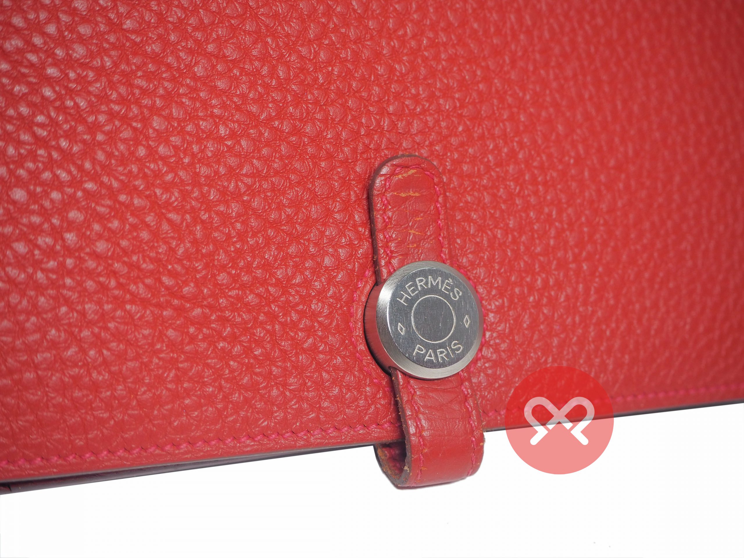 Hermès Red Veau Togo Leather Dogon Duo Combined Wallet Palladium Hardware-35427 Hermès Red Veau Togo Leather Dogon Duo Combined Wallet Palladium Hardware-35427