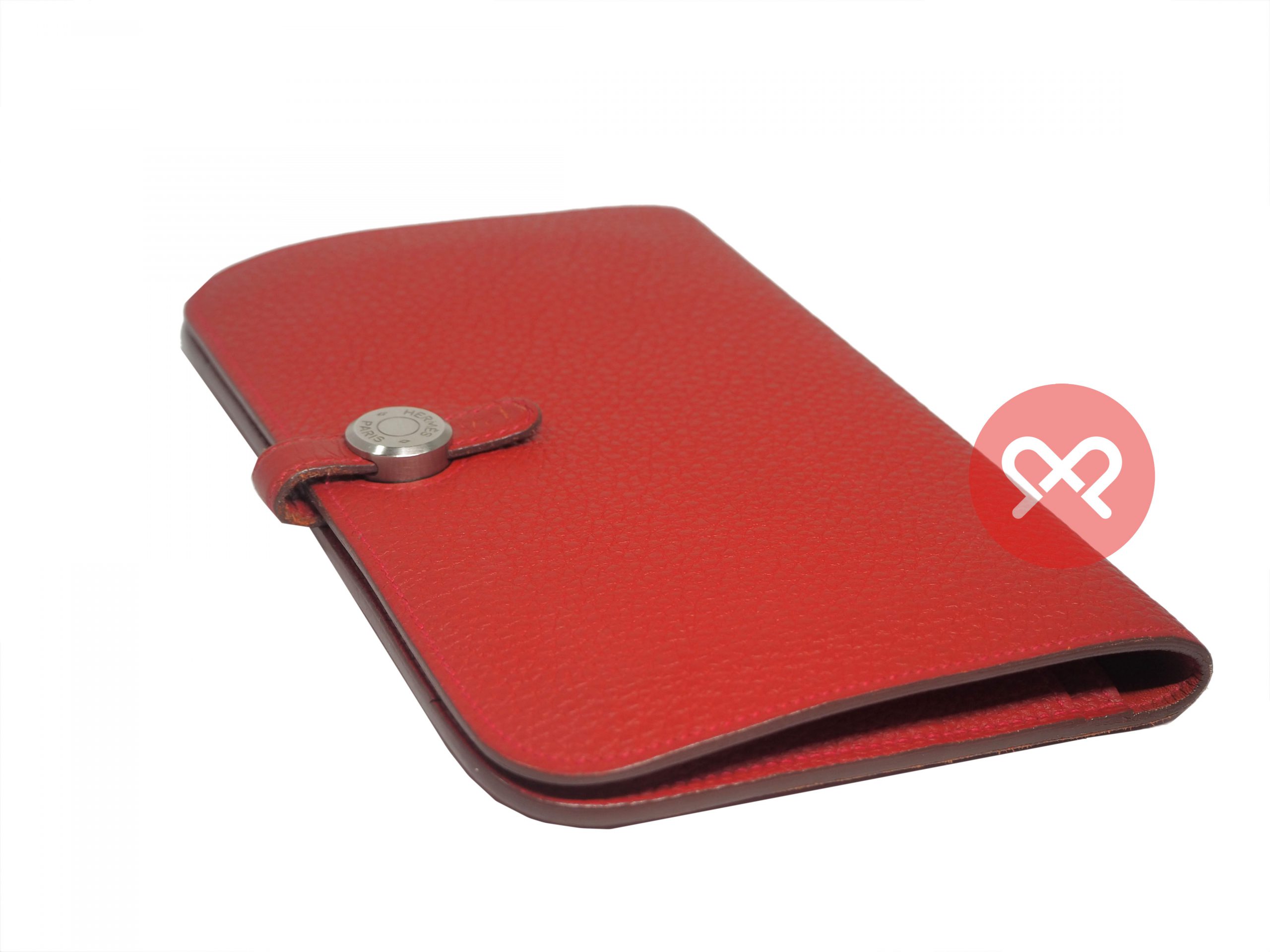 Hermès Red Veau Togo Leather Dogon Duo Combined Wallet Palladium Hardware-35428 Hermès Red Veau Togo Leather Dogon Duo Combined Wallet Palladium Hardware-35428