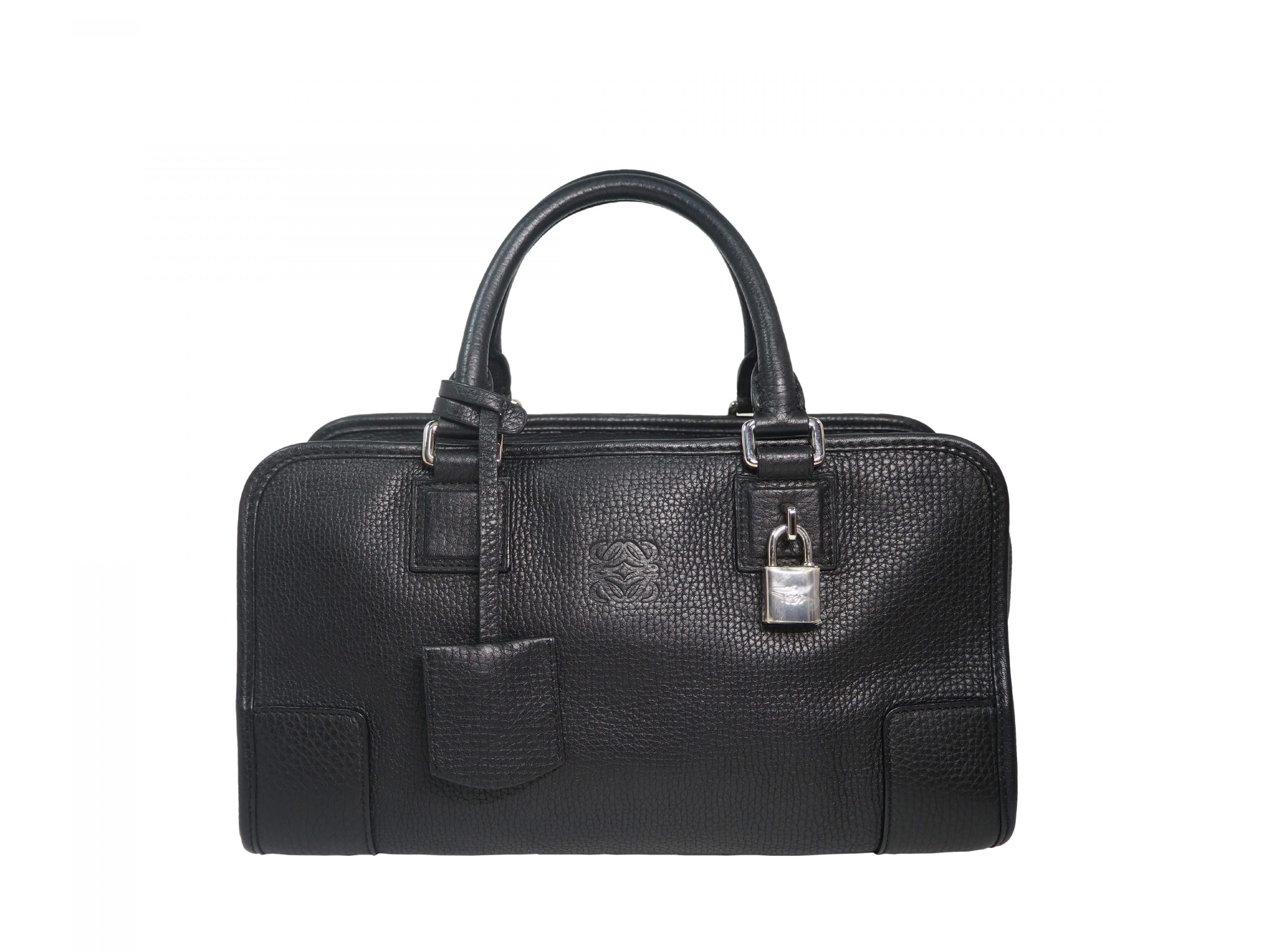 Loewe 352.45.A03 Black Sheep Skin Amazona 28cm Tote -0 Loewe 352.45.A03 Black Sheep Skin Amazona 28cm Tote -0