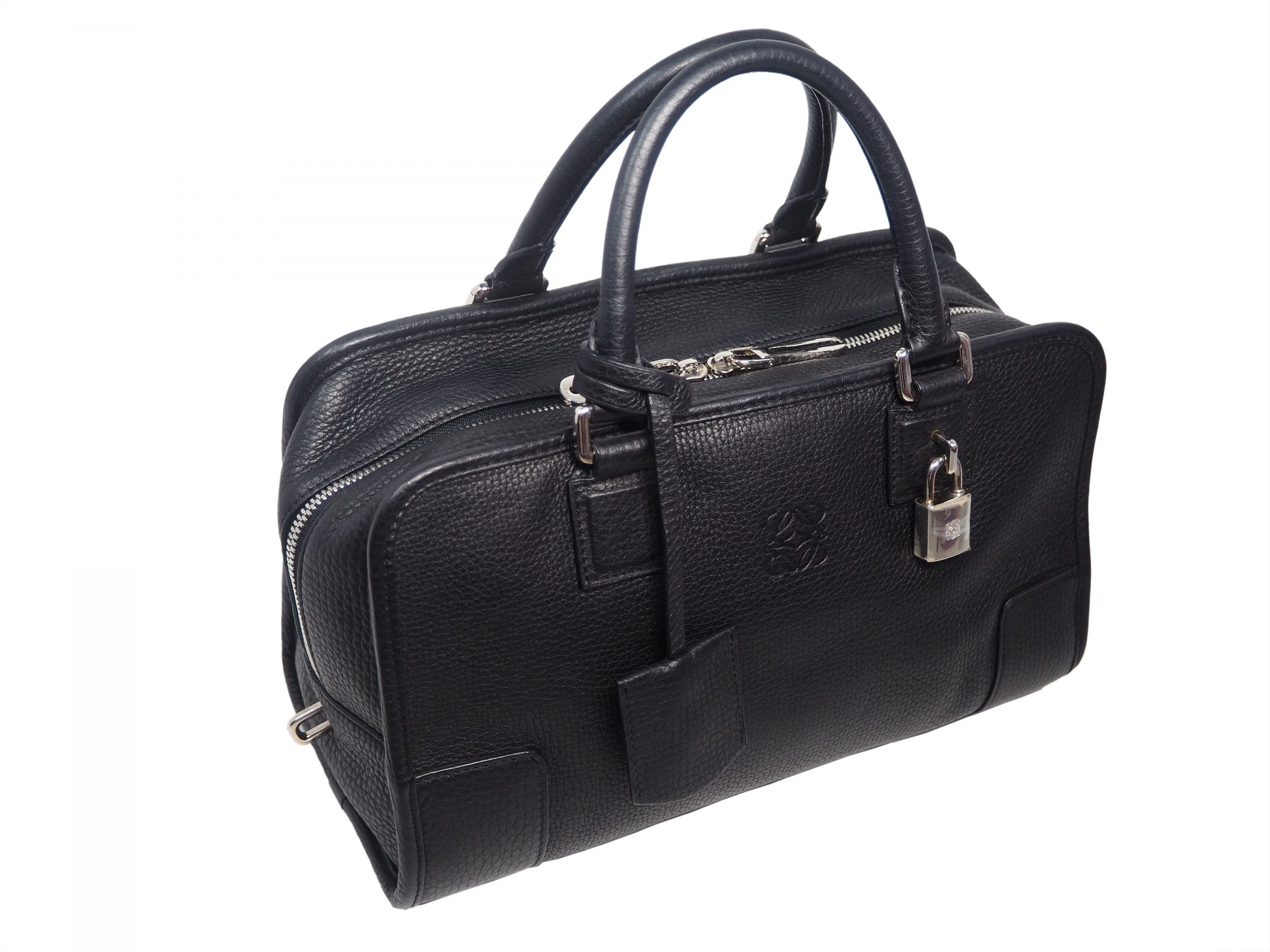 Loewe 352.45.A03 Black Sheep Skin Amazona 28cm Tote -35546 Loewe 352.45.A03 Black Sheep Skin Amazona 28cm Tote -35546