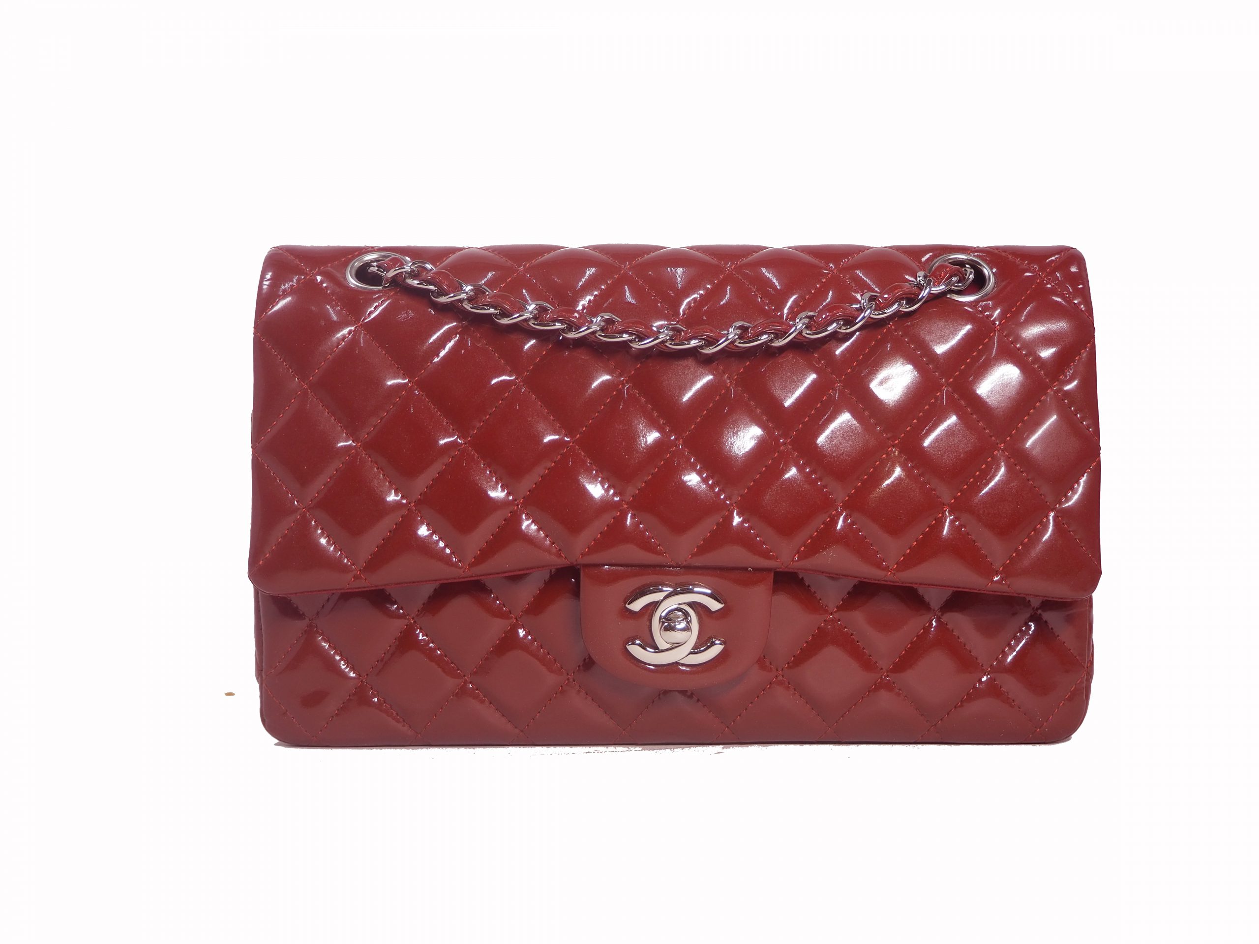 Chanel 14996174 Red Patent Medium Classic Double Flap Silver Hardware-0 Chanel 14996174 Red Patent Medium Classic Double Flap Silver Hardware-0