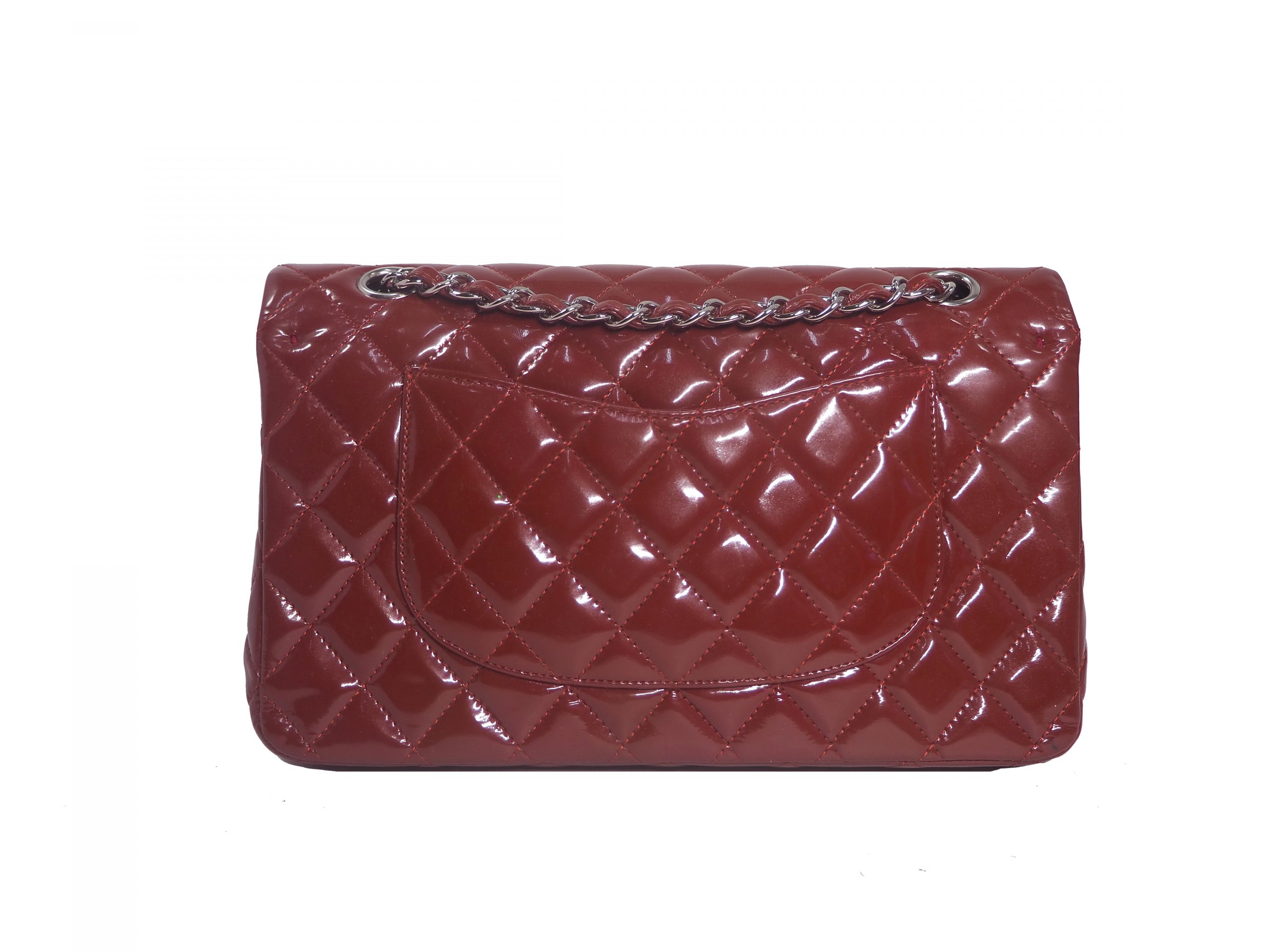 Chanel 14996174 Red Patent Medium Classic Double Flap Silver Hardware-35563 Chanel 14996174 Red Patent Medium Classic Double Flap Silver Hardware-35563