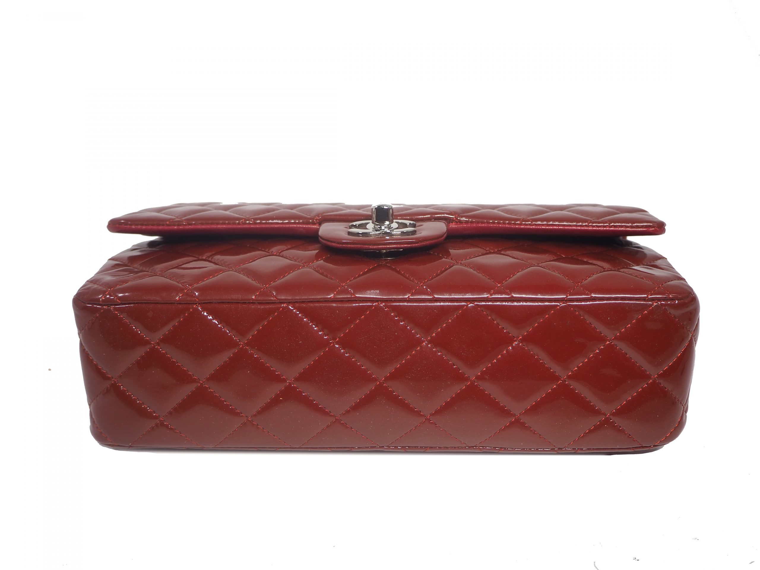 Chanel 14996174 Red Patent Medium Classic Double Flap Silver Hardware-35566 Chanel 14996174 Red Patent Medium Classic Double Flap Silver Hardware-35566