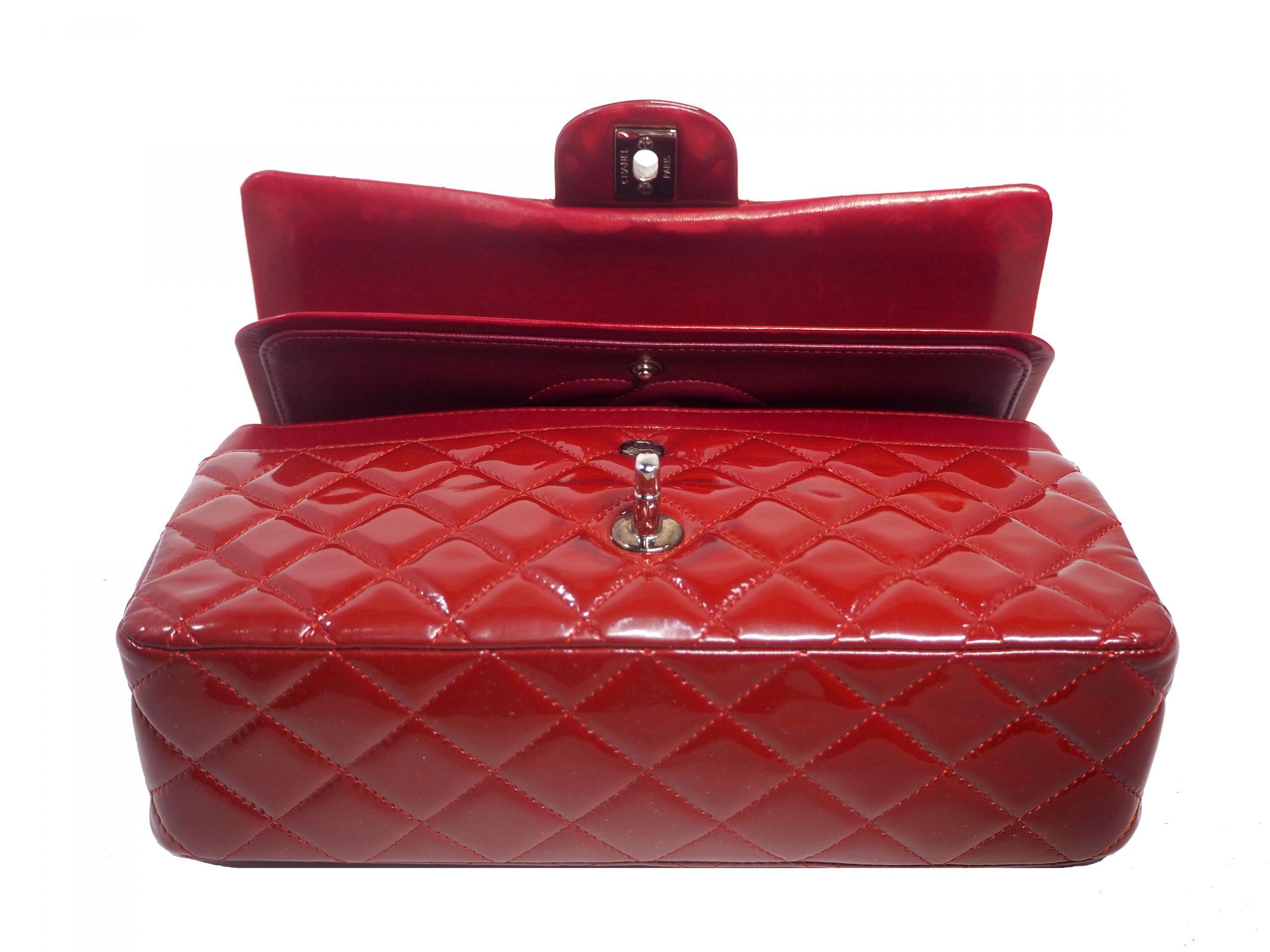 Chanel 14996174 Red Patent Medium Classic Double Flap Silver Hardware-35567 Chanel 14996174 Red Patent Medium Classic Double Flap Silver Hardware-35567