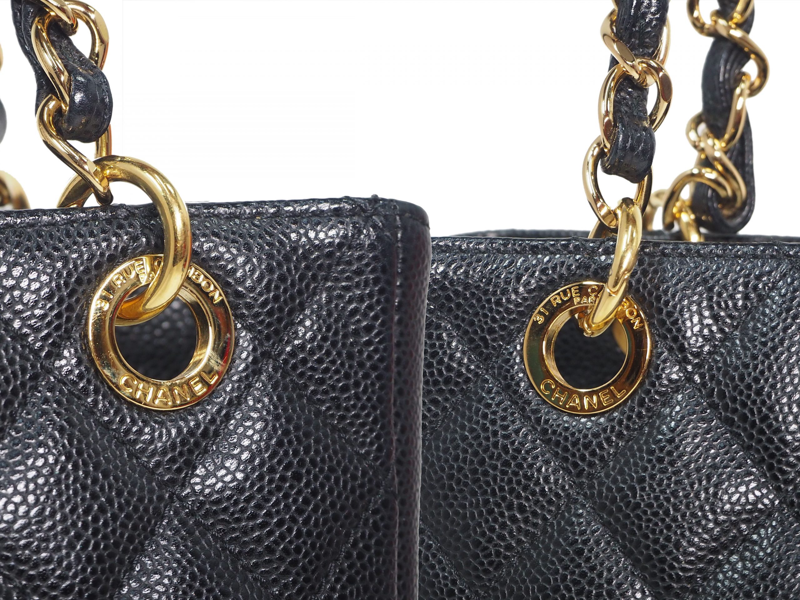 Chanel 15060694 Black Caviar Classic Petit Shopping Tote with " 31 Rue Cambon" on Gold Hardware-35678 Chanel 15060694 Black Caviar Classic Petit Shopping Tote with " 31 Rue Cambon" on Gold Hardware-35678