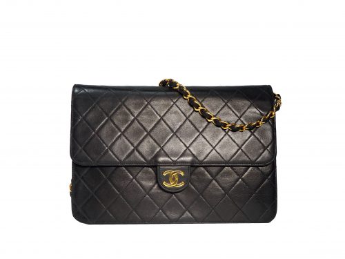 Chanel 5139554 Vintage Black Quilted Lambskin Flap Bag-0