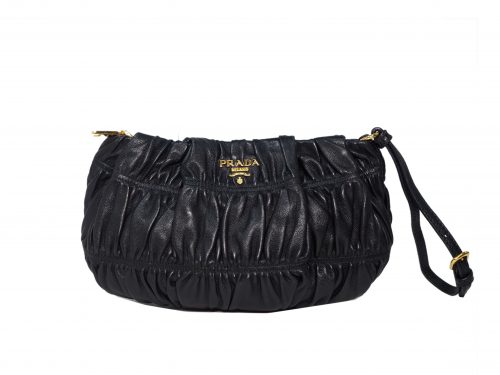 Prada 1N1584 Black Nappa Gaufre Wristlet/ Wrist Pouch-0