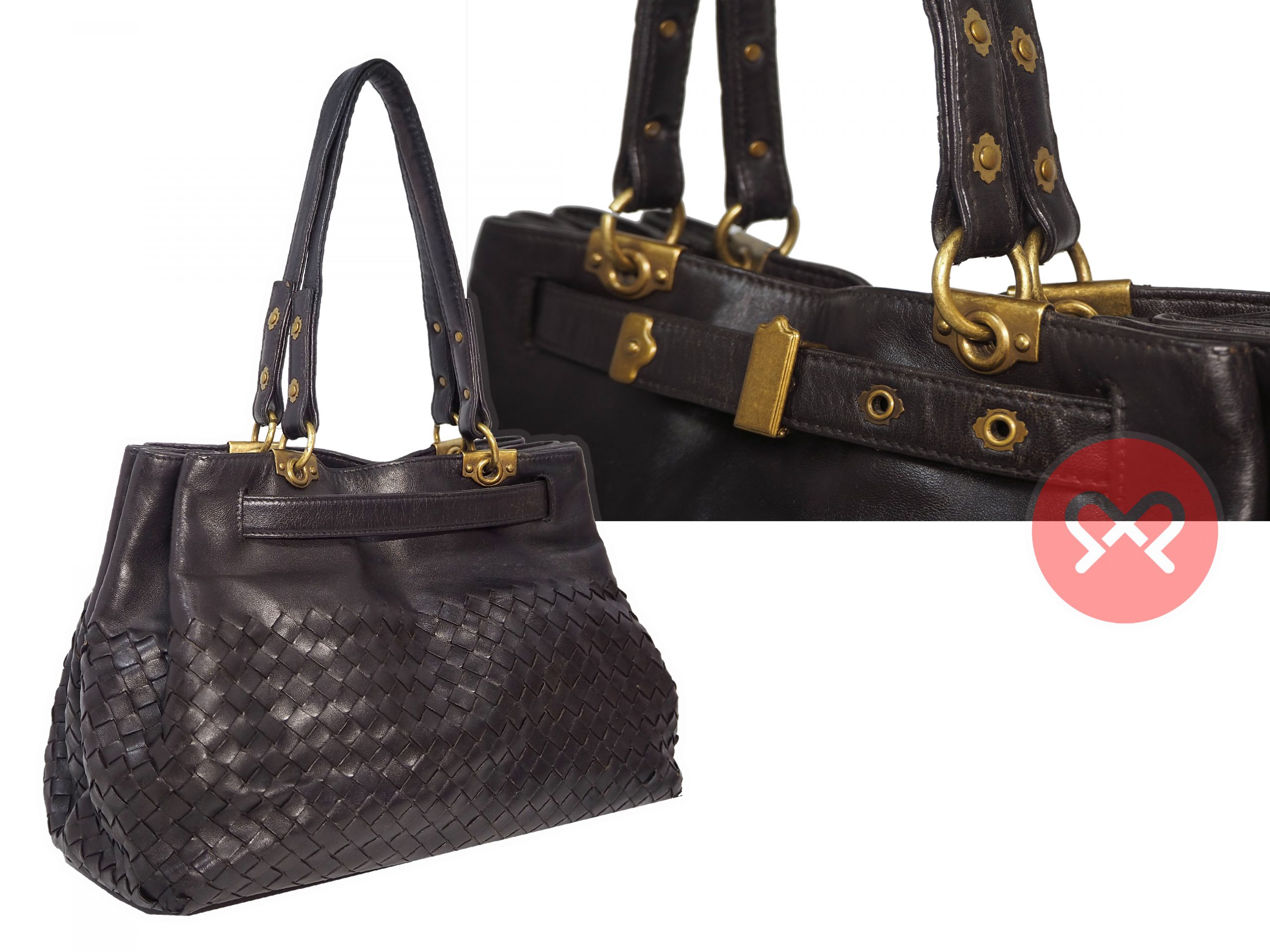 Bottega Veneta 162110 Brown Intrecciato Top Handle Two Compartment Small Tote -35797 Bottega Veneta 162110 Brown Intrecciato Top Handle Two Compartment Small Tote -35797