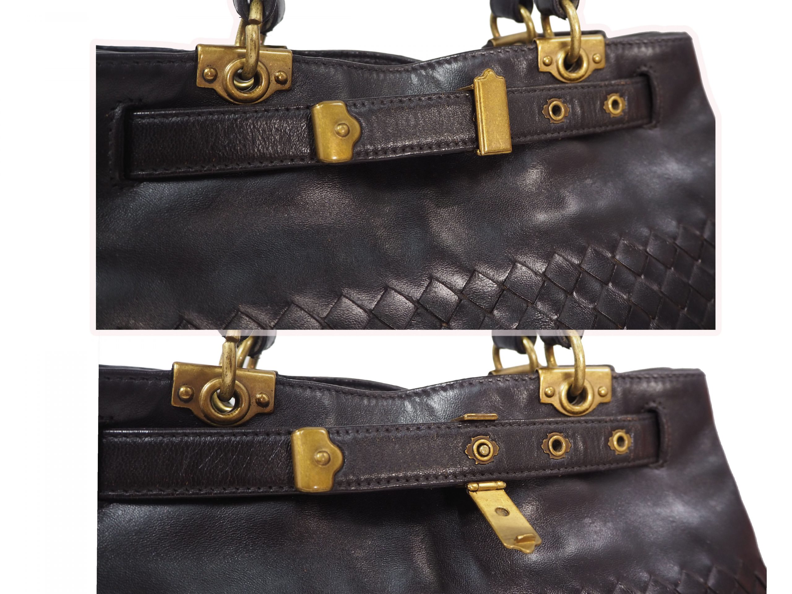 Bottega Veneta 162110 Brown Intrecciato Top Handle Two Compartment Small Tote -35798 Bottega Veneta 162110 Brown Intrecciato Top Handle Two Compartment Small Tote -35798