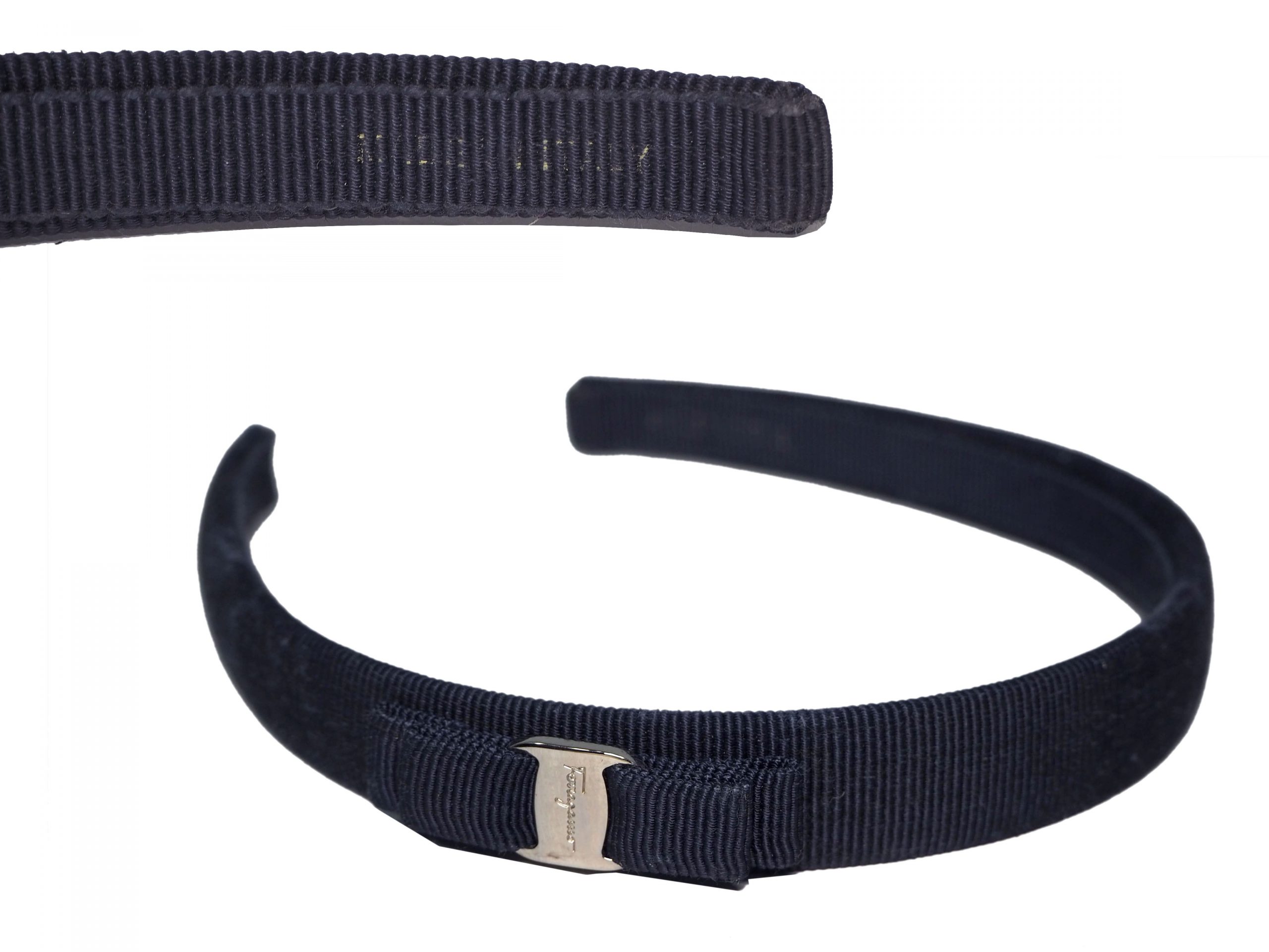 Ferragamo Signature Classic Navy Blue Vara Bow Hair/ Headband -35994 Ferragamo Signature Classic Navy Blue Vara Bow Hair/ Headband -35994