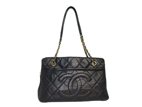 Chanel 17811183 Black Caviar Timeless Classic Tote Gold Hardware-0