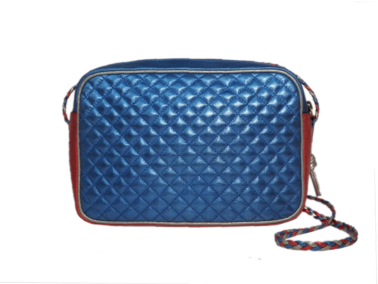 Gucci 541061 Blue/ Red/ Silver Multi Color Metallic Laminated Leather Small Shoulder/ Crossbody bag-36231 Gucci 541061 Blue/ Red/ Silver Multi Color Metallic Laminated Leather Small Shoulder/ Crossbody bag-36231