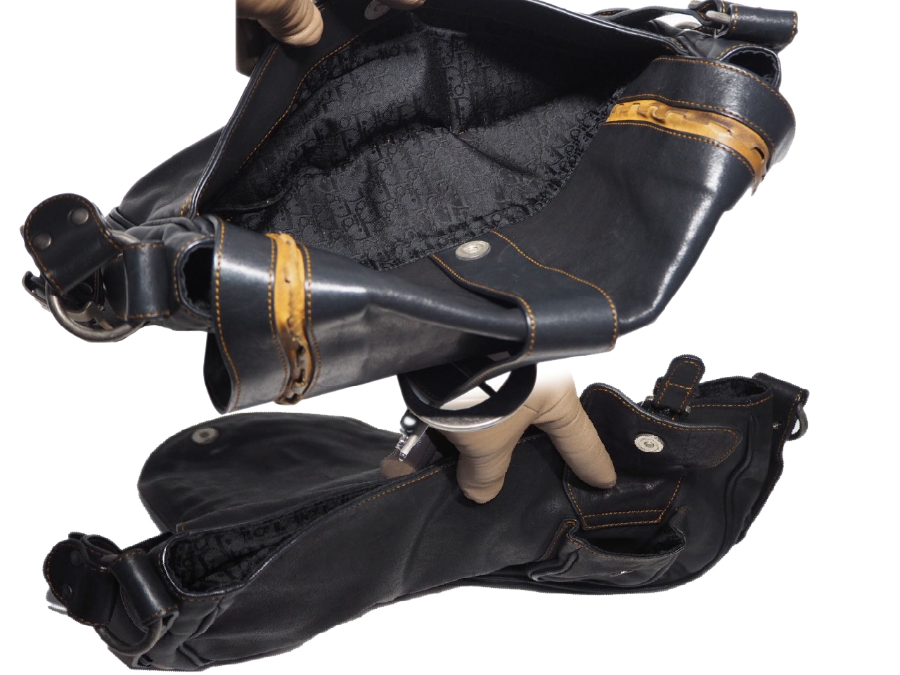 Dior Black/ Brown Gaucho Leather Saddle Bag-36337 Dior Black/ Brown Gaucho Leather Saddle Bag-36337