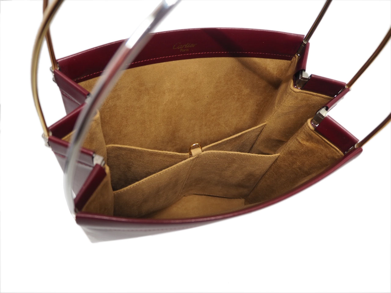 Cartier Burgundy Red Calf Leather Signature Tri-Color Trinity Bag- Large -36857 Cartier Burgundy Red Calf Leather Signature Tri-Color Trinity Bag- Large -36857