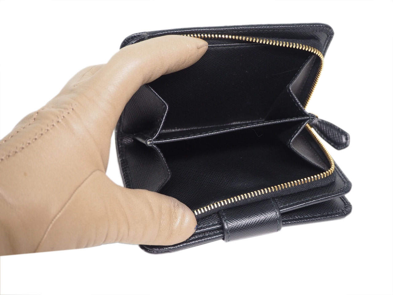 Prada 1ML018 Black Small Saffiano Leather Wallet-37235 Prada 1ML018 Black Small Saffiano Leather Wallet-37235