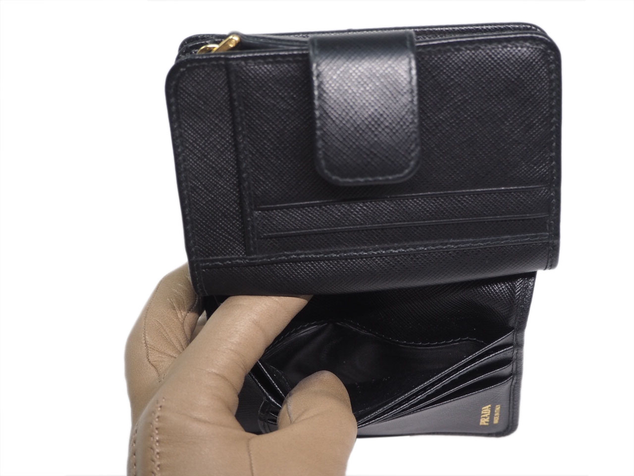 Prada 1ML018 Black Small Saffiano Leather Wallet-37238 Prada 1ML018 Black Small Saffiano Leather Wallet-37238