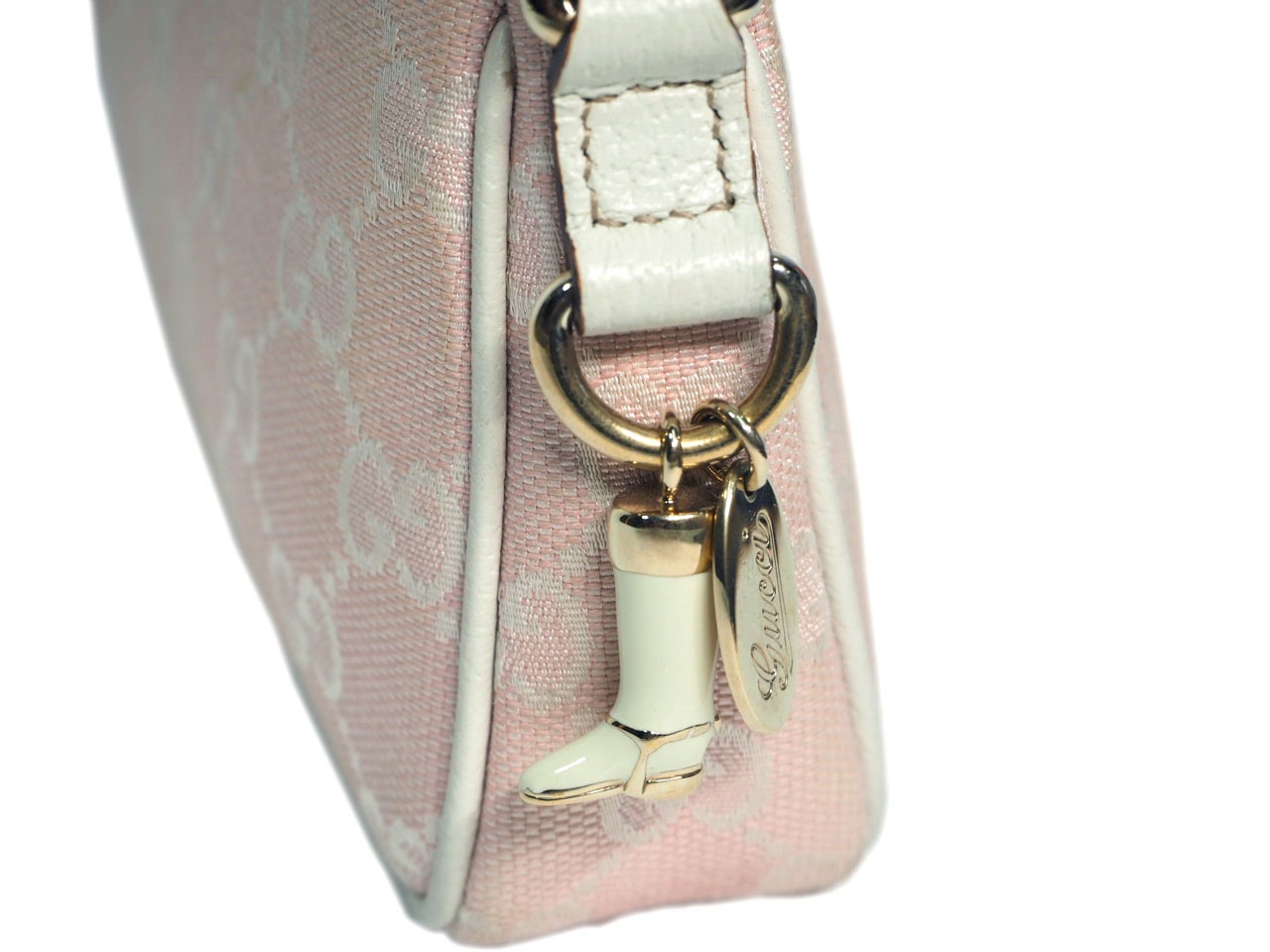 Gucci 154432 Pink GG with Signature Shoes Charm Detail Handbag-38342 Gucci 154432 Pink GG with Signature Shoes Charm Detail Handbag-38342