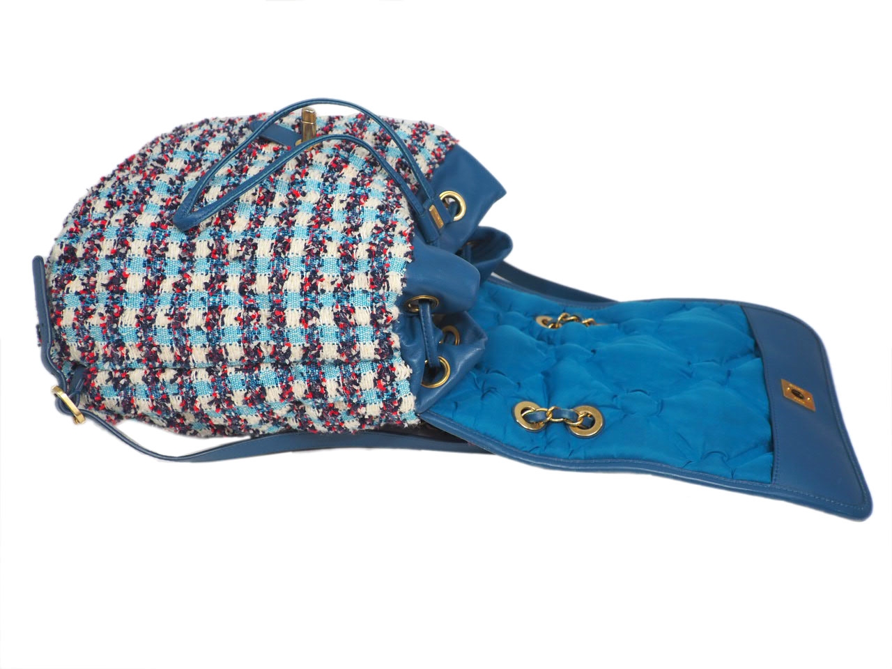 Chanel Cuba Cruise Multicolored Tweed Turqoise Blue/ White/ Red Medium Backpack Gold Hardware-38081 Chanel Cuba Cruise Multicolored Tweed Turqoise Blue/ White/ Red Medium Backpack Gold Hardware-38081