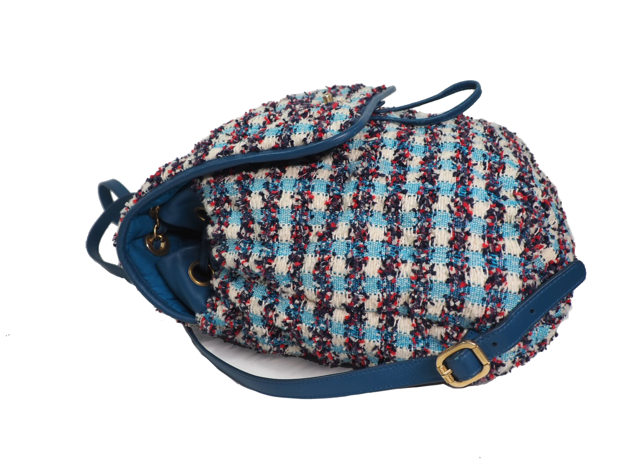 Chanel Cuba Cruise Multicolored Tweed Turqoise Blue/ White/ Red Medium Backpack Gold Hardware-38080 Chanel Cuba Cruise Multicolored Tweed Turqoise Blue/ White/ Red Medium Backpack Gold Hardware-38080
